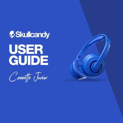 Skullcandy Cassette Junior On-Ear Wired Headphones, Volume-Limiting Audio, Foldable Lightweight Design, Designed for Kids 6+, Convenient for Travel with 3.5mm Plug, Built-in Microphone - Cobalt Blue