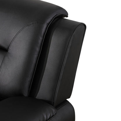 UOCFYK Lounge Comfy Faux Leather Sectional Sofa Modern Couch for Small Living Room/Dorm/Bedroom/Office/Apartment for Small Spaces, (Black-2, Three-Piece)