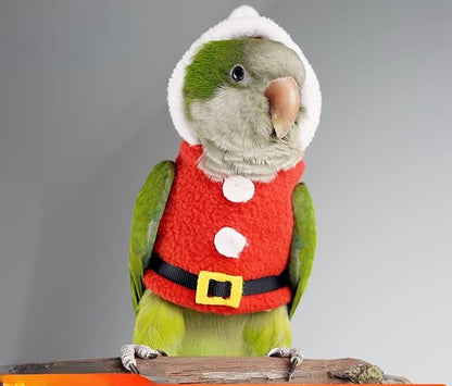 Bird Clothes Birds Flight Suit, Christmas Hoodie for Parrots Cockatiel Sun Conure Christmas Party Cosplay Photo Prop Bird Shirt Small Animals Apparel (with Diaper,Necked Parakeet)