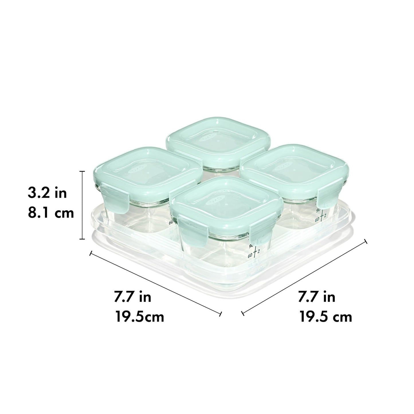 OXO Tot Glass Baby Blocks Food Storage Containers (4 oz) - Opal