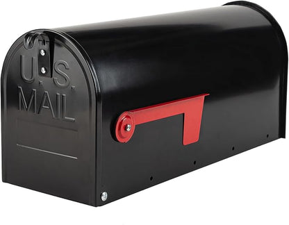 RAINHOL Black Metal Mailboxes for Outside Post Mount, Standard Mail Box, Galvanized Steel Heavy Duty Mailbox, Medium Capacity, 19 x 8.7 x 6.7 inches