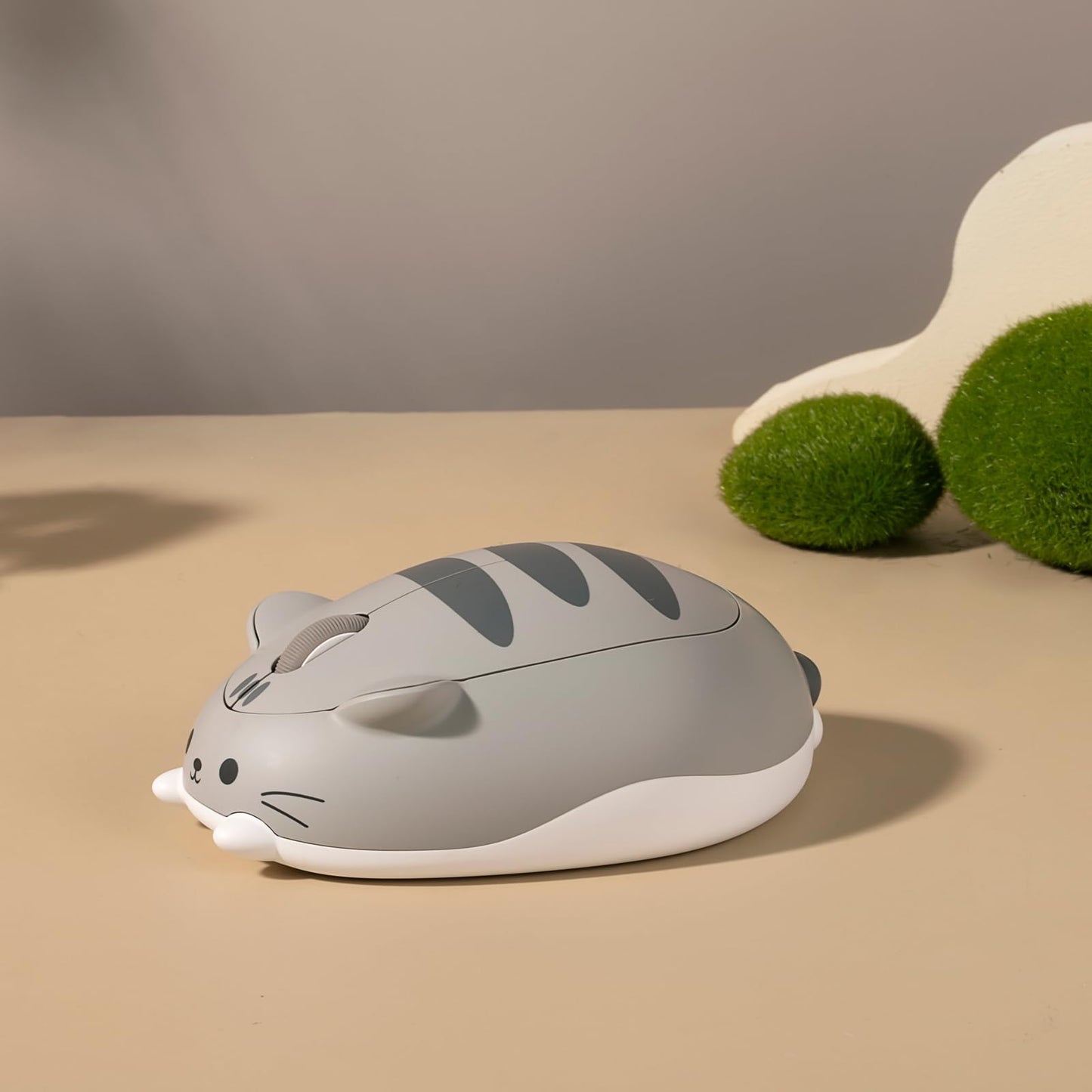 Akko Cat Theme Wireless Gaming Mouse, 2.4G GHz with a USB Receiver, Cute Optical Cordless Cartoon Mice for Computer/Laptop/Desktop/PC, Compatible with Mac/Win (Gray Mimo)