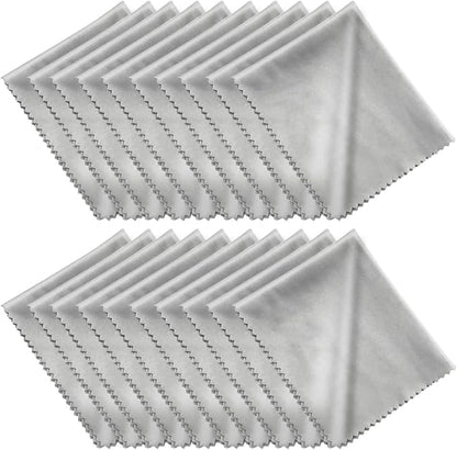 Microfiber Cleaning Cloths 20 Pack in Individual Vinyl Pouch, CKANDAY Glasses