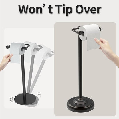 Toilet Paper Holder Stand, Freestanding Toilet Paper Holder,Farmhouse Post Pivoting Toilet Paper Stand with Stable Weighted Base,Stainless Steel Tissue Roll Holder Stand for Bathroom,Oil Rubbed Bronze