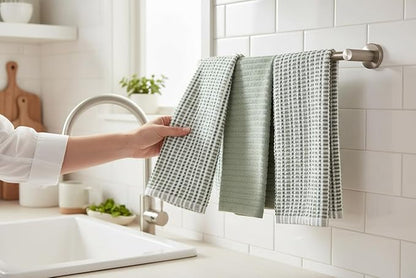 Serafina Home Sage Green Kitchen Dish Towels- Set of 3 100% Cotton Soft