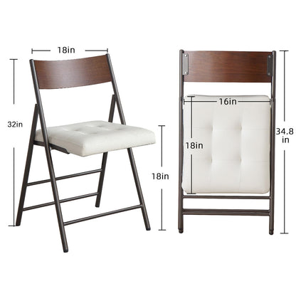 mollveesen 2 Pack Folding Chairs with Thick Padded Seat,Heavy Duty Steel Frame Foldable Dining Chairs with Soft Cushion Set of 2,Portable Indoor Outdoor for Home Kitchen,Office,Events,Wedding(White)