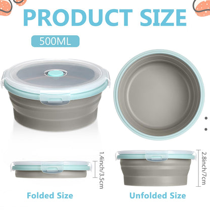 Suclain 4 Pcs Camping Bowl with Lid Collapsible Silicone Lunch Box Salad Bowl Expandable Food Storage Container Folding Travel Container for Hiking Camping(Red, Pink, Blue, Green,12 oz)
