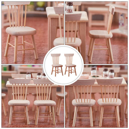 Wooden Dollhouse Chairs Miniature Dollhouse Furniture