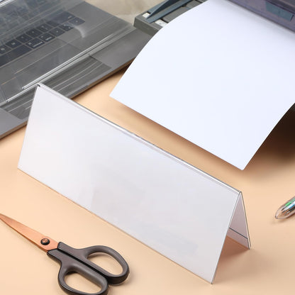 Vicenpal 10 Pieces Clear Plastic Name Tent Holders 11" x 4.25" Acrylic Name Plate for Desk PVC Card Tent Holder Desk Sign Frame for Table Office Business Conference Meeting Room School Display Stand