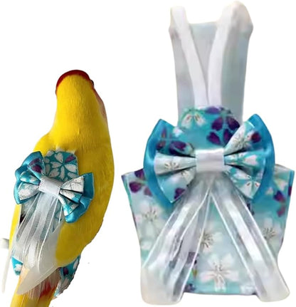 Bird Diaper Cockatiel Clothes Flight Suite, Reusable Parrot Nappy with Waterproof Inner Layer, Cute Pigeon Pants Urine Wet Suit Costume for Conure Macaw (Blue B,2M)