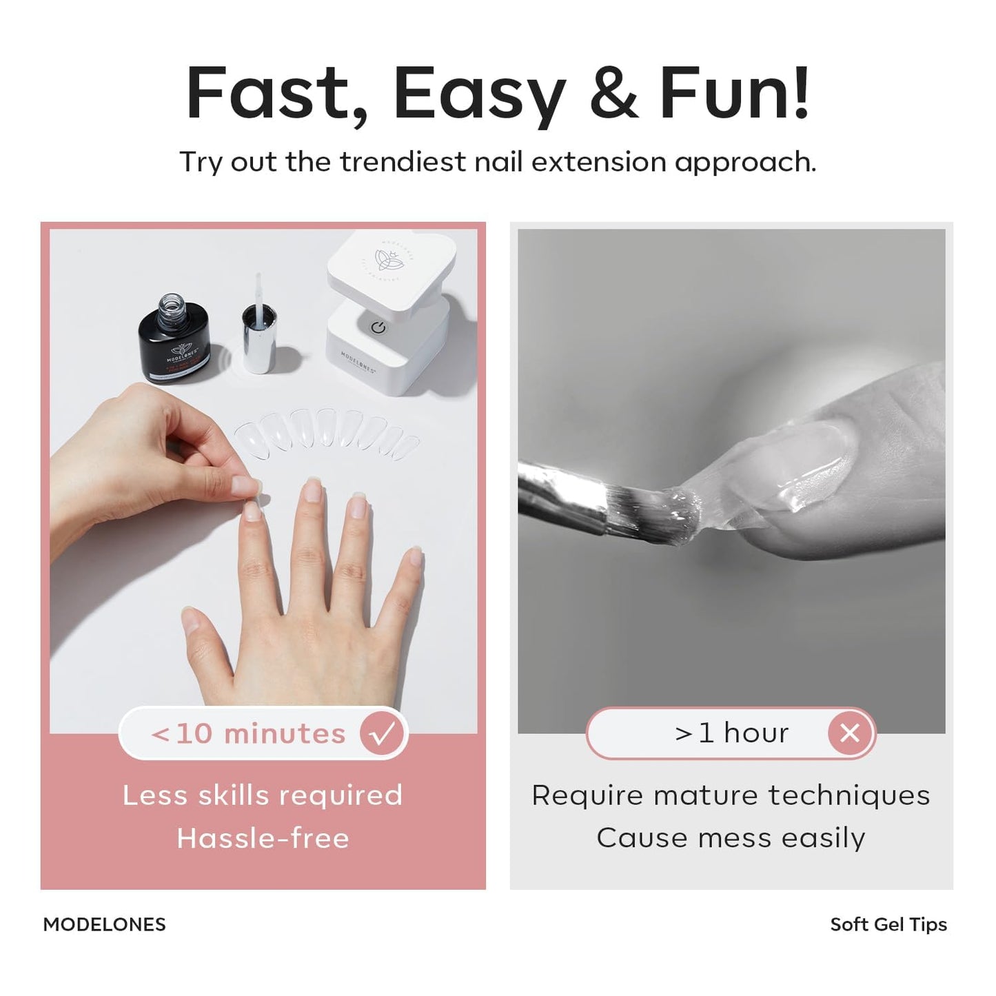 modelones 9 in One Gel Nail Glue Brush On Nail Glue 15 ml for Tips, Rhinestones, Base Coat, Blooming Art Gel Kit for Press on Nails Acrylic Tips U V Lamp Needed 2Pcs