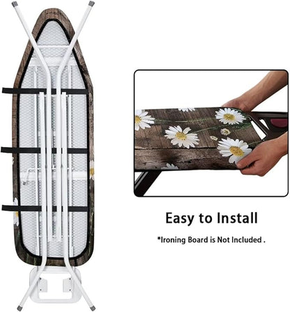 Brown Wood Ironing Board Cover 15x54 Inch Ironing Board Protector Daisy