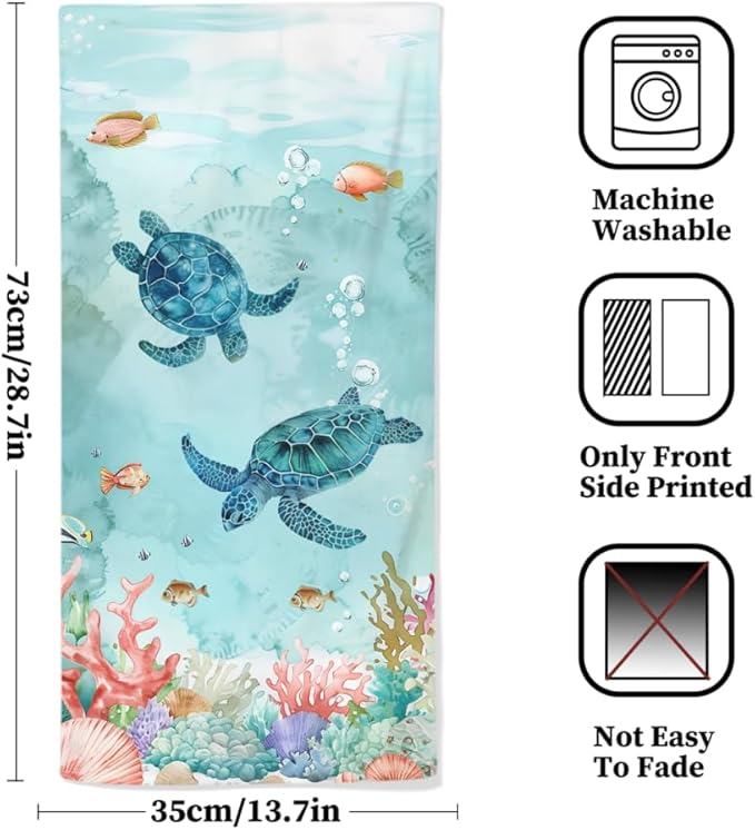 Sea Turtle Hand Towels Set of 2