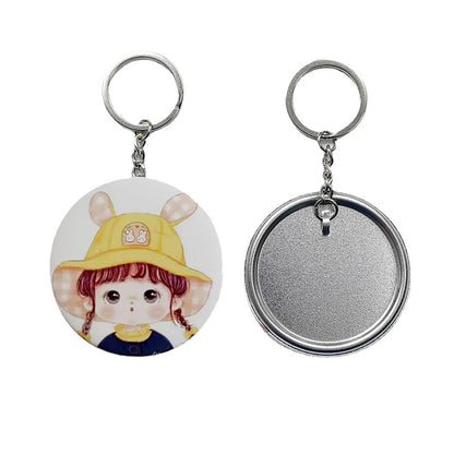 Rntfunre 200 PCS 58mm/2.25 inch Button Maker Keychains Supplies, Metal Badge Sets with Metal Shell Back Cover, Transparent Film and Chain Head