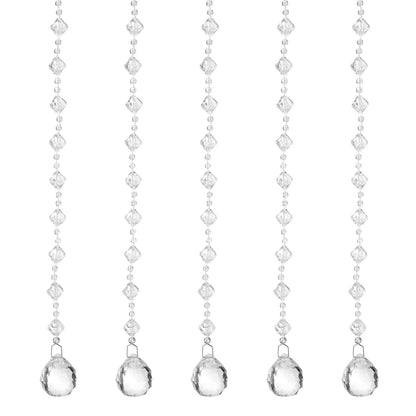uxcell 5 Pcs Acrylic Crystal Garland Strands, Clear Crystal Beads Strands Chandelier Crystals Replacement Bead String Hanging for Wedding Decor, DIY Craft Jewelry (0.6m/1.97ft)