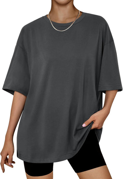 Trendy Queen Womens Oversized Summer T Shirts Plus Size Batwing Cute Casual Tops Short Sleeves Fashion Workout Clothes