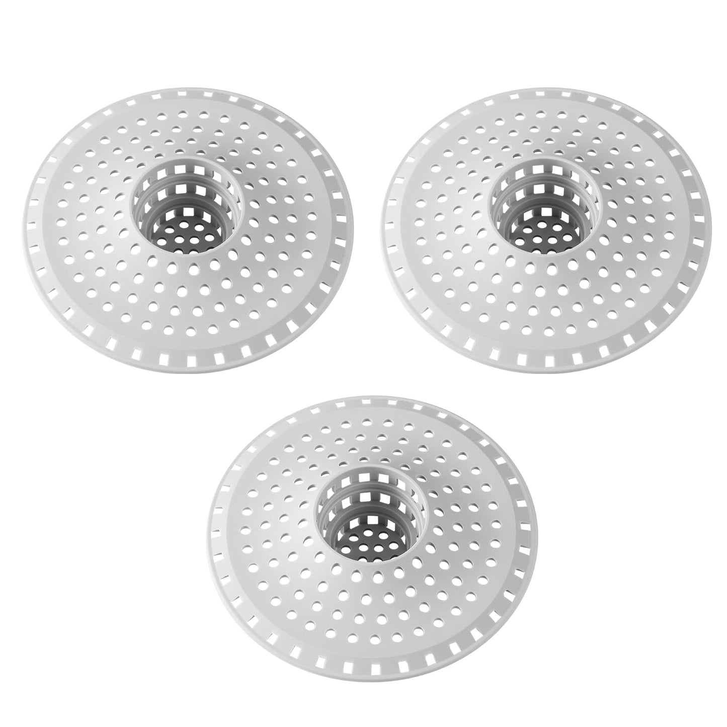 Bathtub Drain Hair Catcher,Tub Shower Drain Hair Trap/Strainer,3PCS Silicone Collapsible Tub Hair Catcher Drain Protector Designed for 1.47" to 1.75'' Regular Drains(Dark Gray)