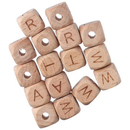 diyhub 112 Pcs Letter Wooden Cube Alphabet Beads,Large Hole Wood Spacer Beads with Star Heart for Necklaces Bracelet DIY Crafts Decor