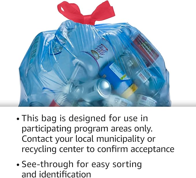 Amazon Basics Blue Recycling Trash Bags, 13 Gallon