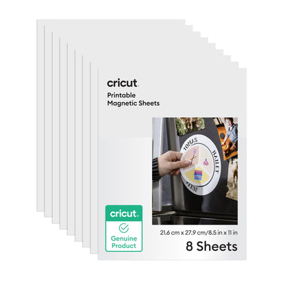 Cricut® Printable Magnet Sheets - 8.5 in x 11 in (8 Count) - Create Custom Magnets - Thin, Flexible, & Compatible with Your Inkjet Printer - Works with Cricut Maker™, Explore™, Joy™ Xtra, & Venture™