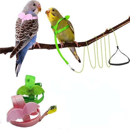 Pet Parrot Bird Harness and Leash, Adjustable Training Design Anti-Bite, Bird Nylon Rope with Cute Wing for Parrots, Suitable for Macaw Cockatoo Cockatiel Lovebird Conure African Grey (Pink,S)