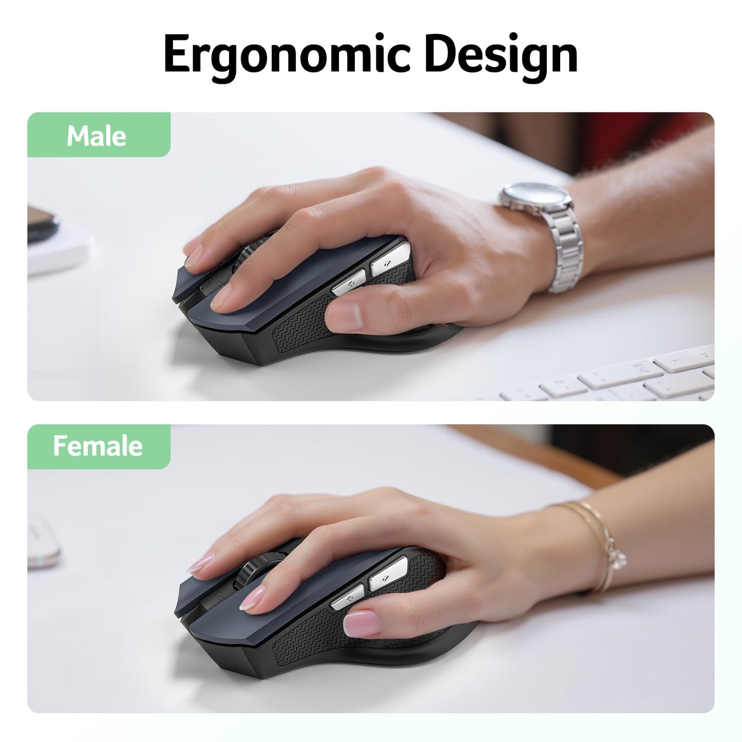 acer Wireless Mouse for Laptop, 2.4GHz Computer Mouse 3 Adjustable DPI Office Cordless USB Mice with USBA Receiver, 6 Buttons, 1600 DPI, Medium to Large Sized Hands Compatible with PC, Laptop, Desktop