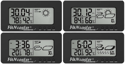TecScan FUNcaster Barometer Ambient Weather Clock for Golf Cart, Boat, Home, Office Easy to See Time, Temp, Humidity, & Forecast