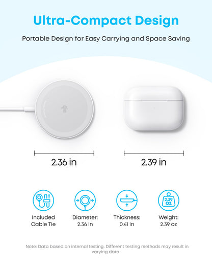 Anker Zolo Magnetic Wireless Charger, 2-Pack Qi2 Certified 15W MagSafe-Compatible Wireless Charging Pad, for iPhone 17/16/15/14/13 Series, AirPods, and More (Not for Pixel, Adapter Not Included)