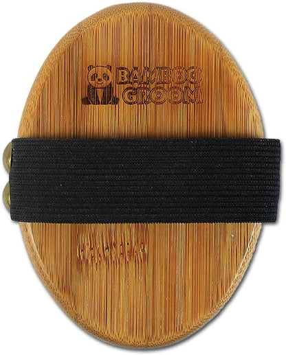 Bamboo Groom Curry Brush with Rubber Bristles for Pets