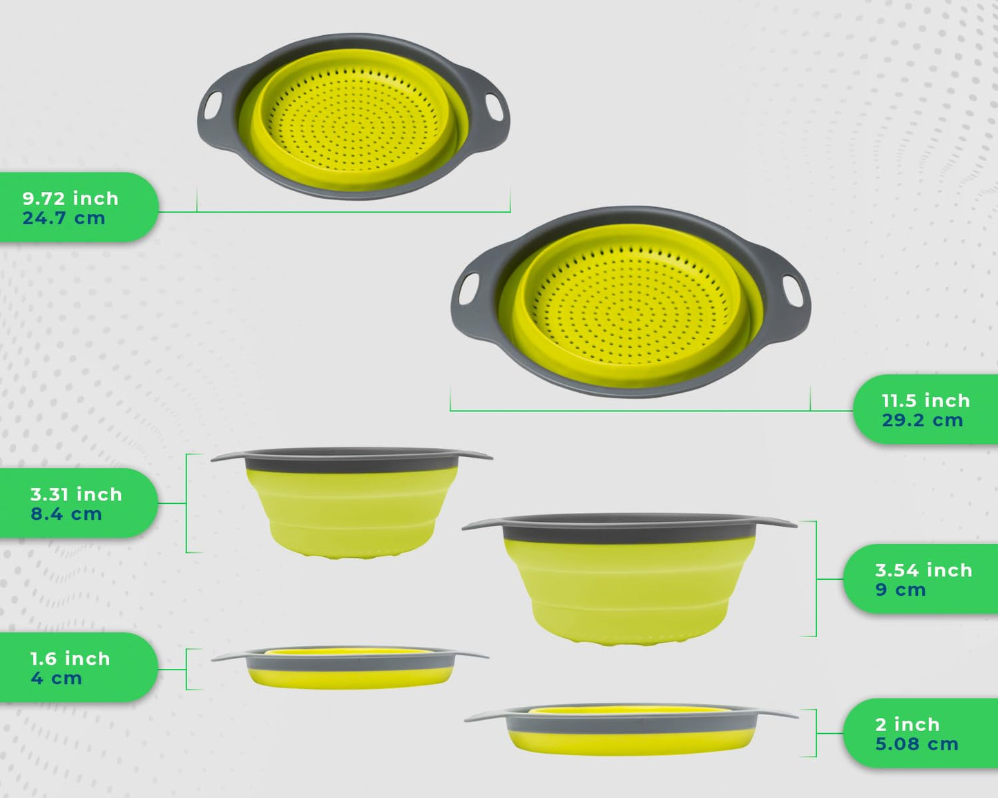 Ultimate Kitchen Strainers Set of 2 - Collapsible Silicone Colanders For Easy Storage by Comfify - Use with Pasta & Veggies or as a Fruit or Berry Bowl with Strainer - Irreplaceable for Campers - Blue
