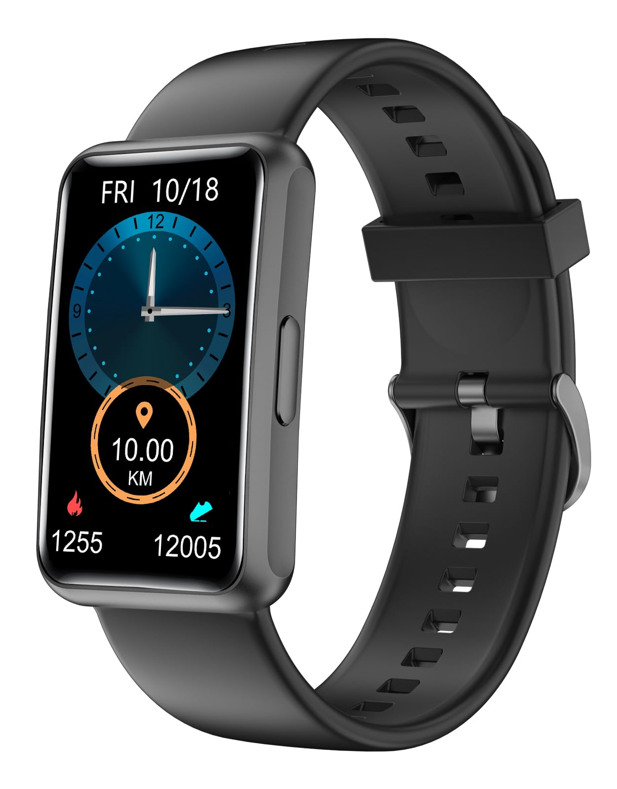 HUAKUA Fitness Tracker No Bluetooth No APP No Phone Needed, Fitness Watch for Men Women Parents IP68 Waterproof with Full Touch Screen Steps Calories Counter Sleep Tracker Alarm Clocks (Black)