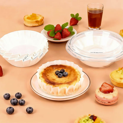 YQL 120PCS 4 Inch Disposable Basque Cake Paper Liners, Non-Stick Parchment Wrappers for Cheesecake, Muffin, Cupcake, Baking Paper Cups for Oven, Air Fryer, Microwave, White