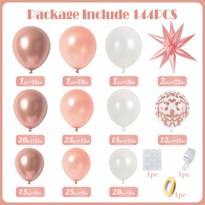 KARLURE Rose Gold Balloons Arch Kit Garland with Metallic Rose Gold Confetti Balloons for 2026 Graduation Decorations Prom Bridal Shower Birthday Baby Shower Wedding Anniversary Party Decorations