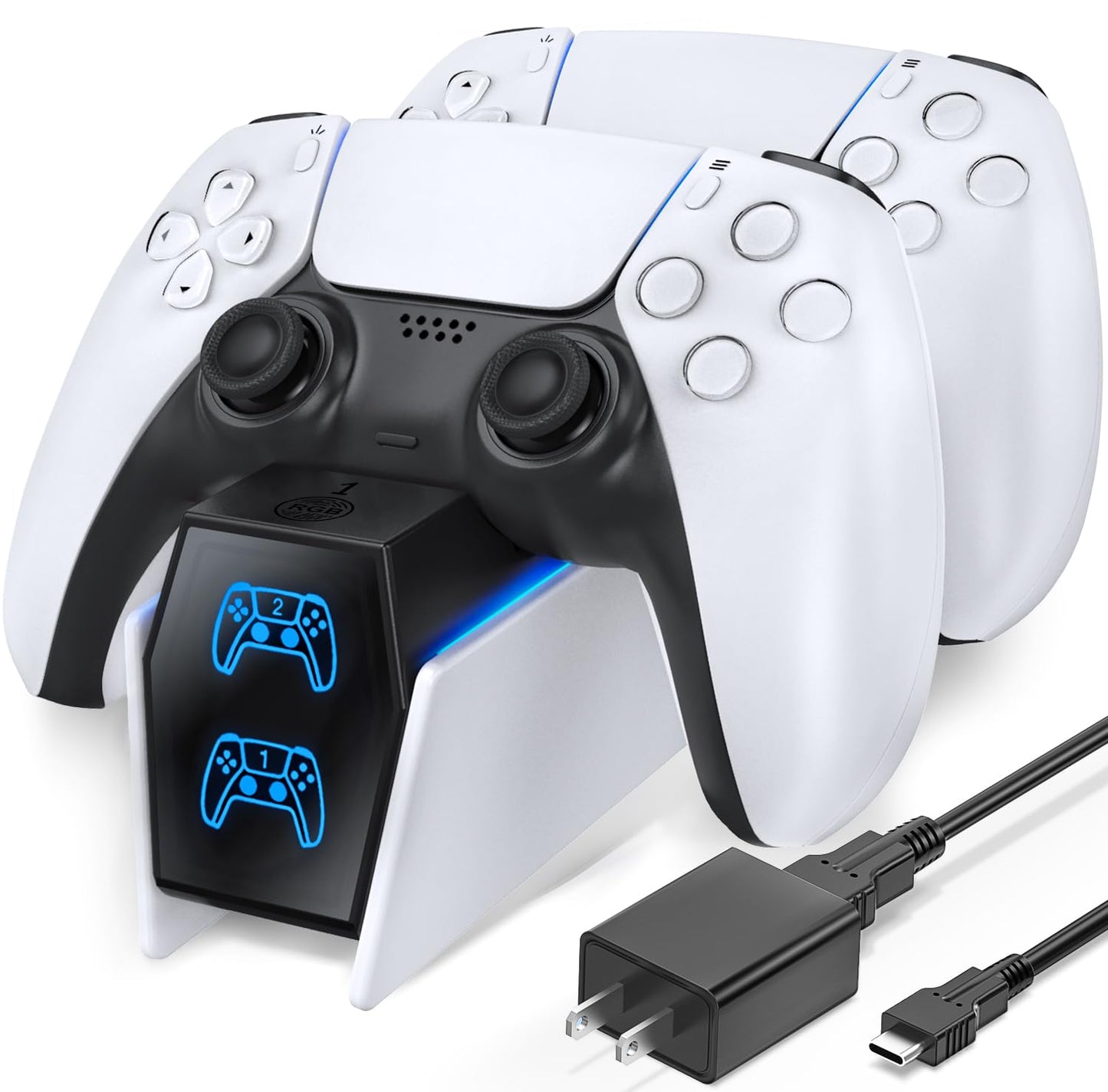 OIVO PS5 Controller Charger PS5 Accessories Kits with Fast Charging AC Adapter, Controller Charging Stand for PlayStation 5, Docking Station Replacement for DualSense Charging Station