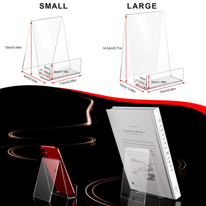 12 Pack Display Stand with Ledge, Acrylic Book Display Stand Tablet Holder Easel Holder for Displaying Pictures, Books, Albums, Music Sheets, Notebooks, Artworks, Cds, Large