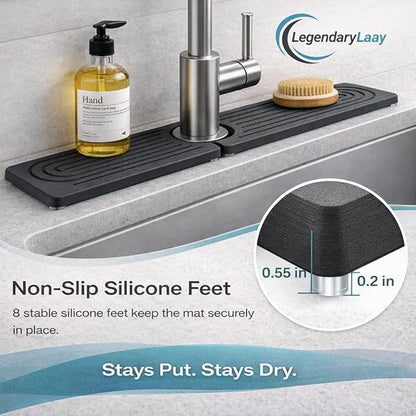 Diatomite Faucet Mat for Kitchen Sink, Fast Dry Stone Sink Splash Guard