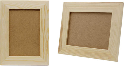 Creative Hobbies Pack of 12 - Unfinished Solid Pine Wood Picture Frames for Arts & Crafts, DIY Painting Projects - Stand or Hang on The Wall - (6x8 Frame Size Holds 6x4 Pictures) - for Adults & Kids