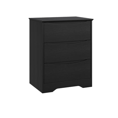 GarveeHome Wooden Dresser with 3 Drawers, Tall Modern Closet with Deep Storage, Large Chest of Drawers with Wide Top, Long Storage Dresser for Bedroom, Living Room, Hallway, Kids Room, Black