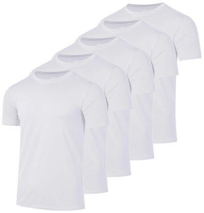 5 Pack Men’s Active Quick Dri Dry Fit Crew Neck T Shirts Athletic Running Gym Workout Short Sleeve Tee Tops Camisas para Hombres Summer