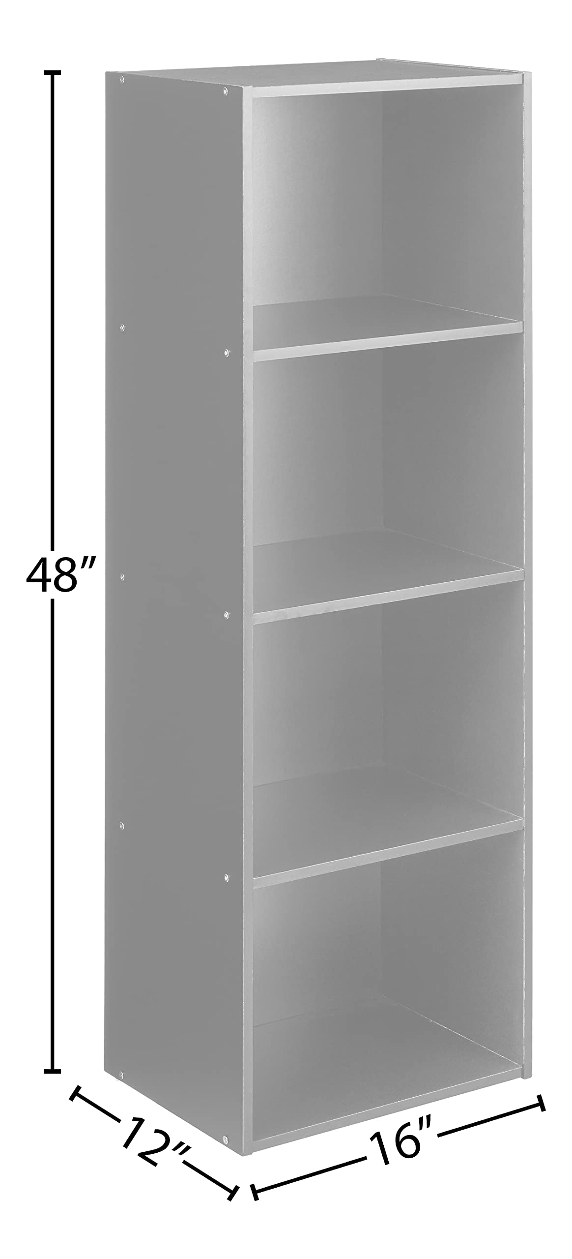 Hodedah 4-Shelf Bookcase in Black