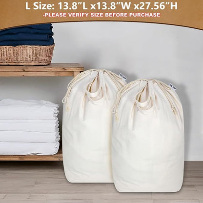 Canvas Laundry Bags with Handles & Square Base13.8"Lx13.8"Wx27.6"H, Large Heavy