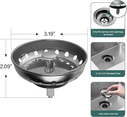 Kitchen Sink Strainer and Stopper Stainless Steel Basket