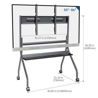 Smart Board Stand for 55-86 Inch Interactive Whiteboard, Easy Move, Lockable Wheels Stable