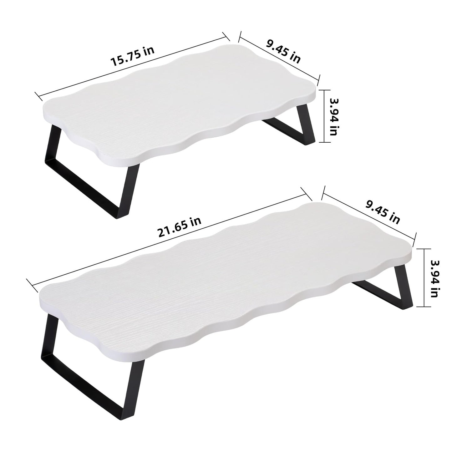 Monitor Stand Riser, Wooden Computer Stand for Desk, Wood and Steel Multi-Purpose Desktop Storage Laptop Riser Desk Shelf for Computer, Laptop, PC, Printer, 21.65 x 9.45 x 3.94 Inch Length (White/2 Pcs)