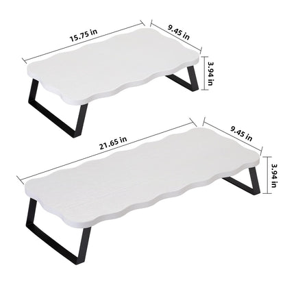 Monitor Stand Riser, Wooden Computer Stand for Desk, Wood and Steel Multi-Purpose Desktop Storage Laptop Riser Desk Shelf for Computer, Laptop, PC, Printer, 21.65 x 9.45 x 3.94 Inch Length (White/2 Pcs)