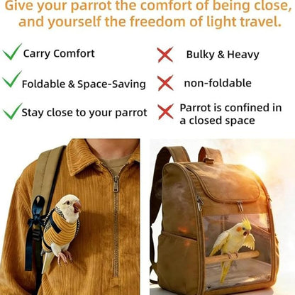 Bird Travel Carrier, Portable Bird Bag with Escape Resistant Outdoor Harness Vest for Small Medium Parrots, Cockatiel, Budgie, Ideal for Travel and Outdoor Adventures (L) (10cm)