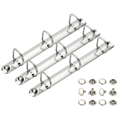 PATIKIL A5 3 Hole Ring Binder Mechanisms, 3 Set 0.8" D Ring Replacement Binder Planner Loose Leaf Binding Spines for Organizers DIY Fill Paper Storage Folder Accessories, 25mm Silver Tone