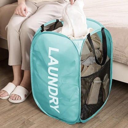 Larpur Pop Up Laundry Baskets, 2 Pack Mesh Laundry Hampers Collapsible Clothes