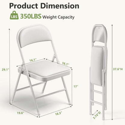MAKE CHANGES 4 Pack Folding Chairs, PU Leather Folding Dining Chairs with Padded Cushion Seat & Back, Indoor Outdoor Folding Chair Set for Home Office, Parties, Events, Wedding, Extra Guest Seating