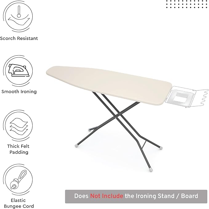 Encasa XO Ironing Board Cover and Pad 54"x18" - 4mm Felt X-Large Iron Board